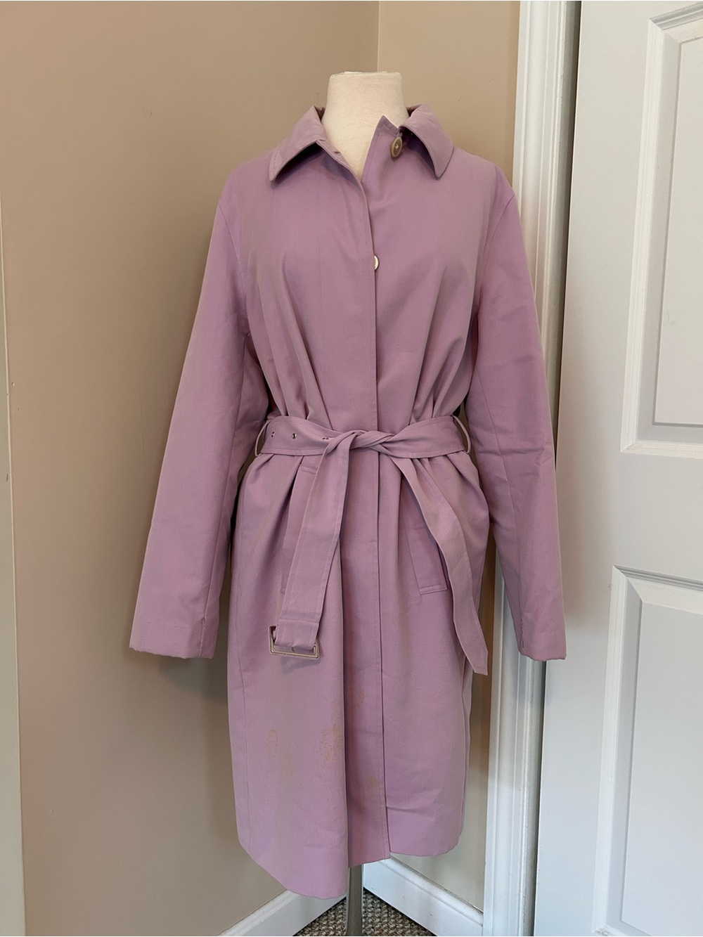 Lauren Ralph Lauren Lavender Trench Coat with Waist Tie